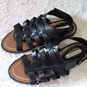 Charles David Black Leather Sandals 8M